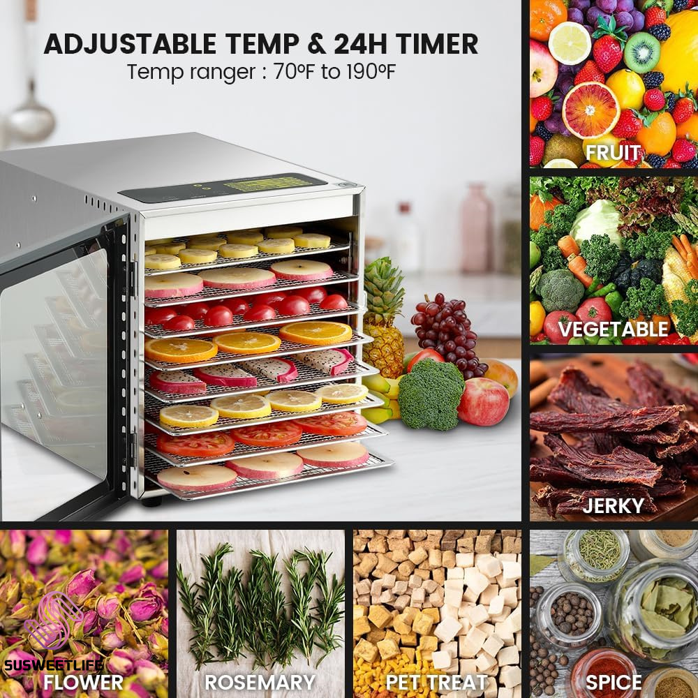 500W 8-Tray Large Capacity Foo - огляд і ціна Food Dehydrator Snacks